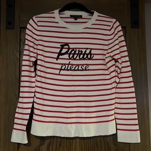 Great Condition Chic Paris Please Cream Red Striped Light BR Sweater, Size M